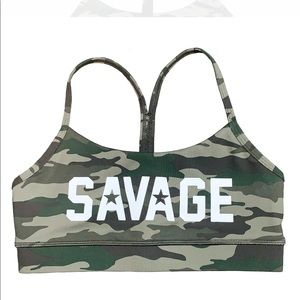 NWT Savage Barbell green camo sports bra sz medium